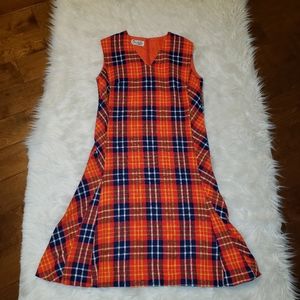 Vintage Danielle red plaid jumper dress